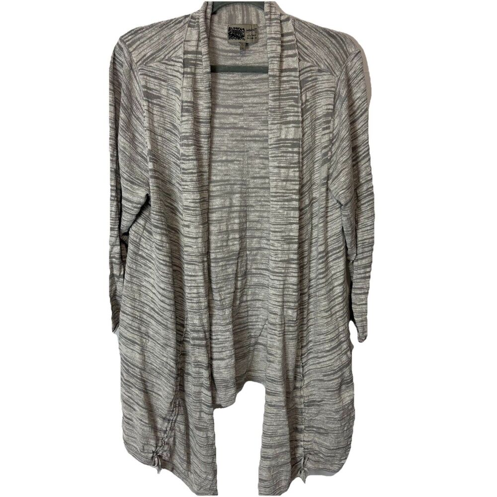 Habitat Textured Knit Cardigan Sweater Jacket Size XL Gray Art To Wear Lagenlook